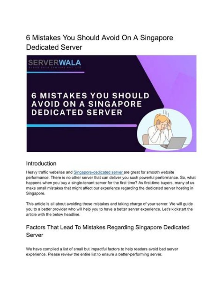 6 Mistakes You Should Avoid On A Singapore Dedicated Server