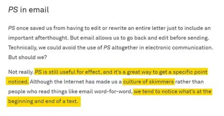 How to write a ps in an email