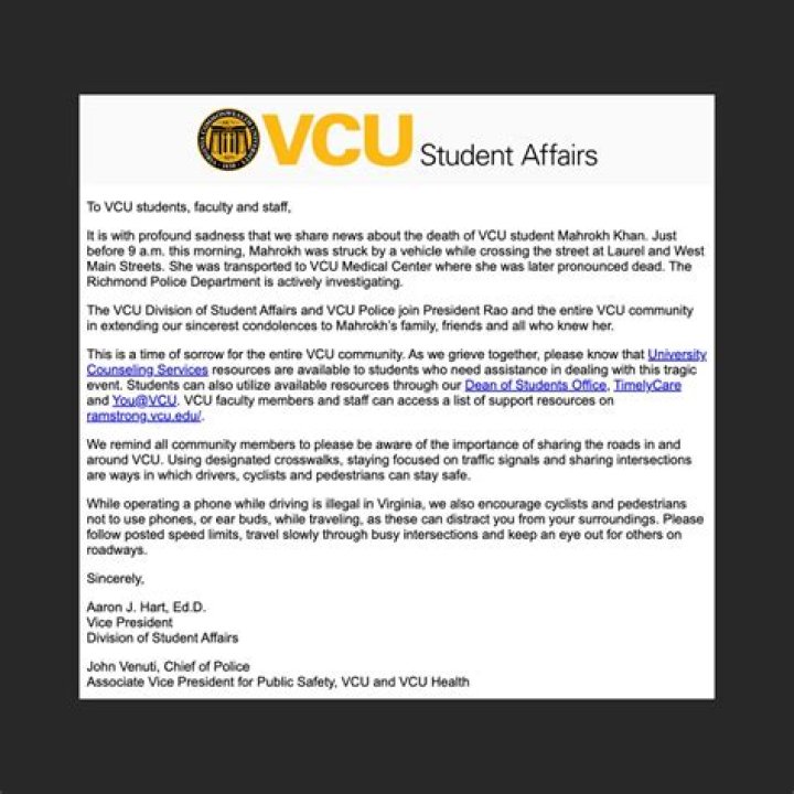 Mahrokh Khan Died In a Deadly Car Accident,VCU student