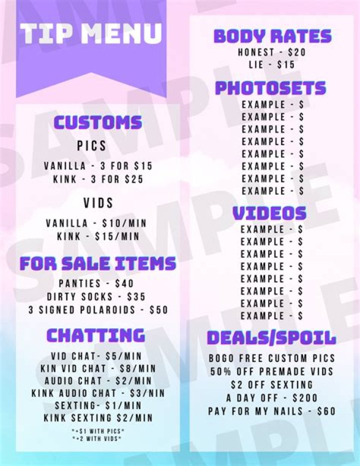 Onlyfans Menu templates, ideas, tips, and Examples- [2023]